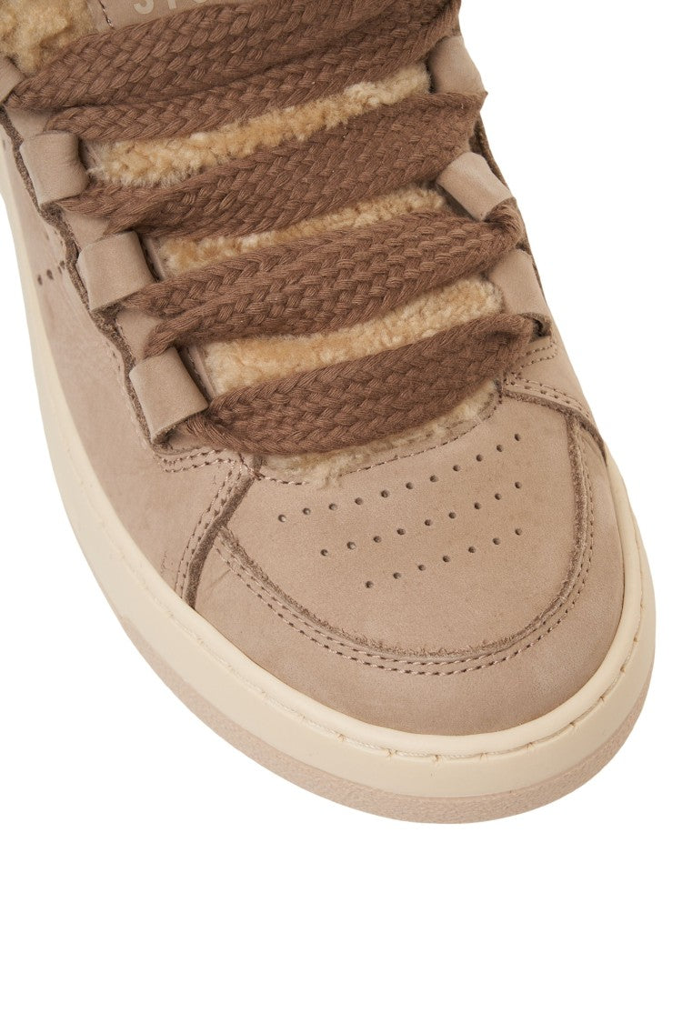 Copenaghen Neutral-Toned Sneakers With Shearling Lining And Raised Sole