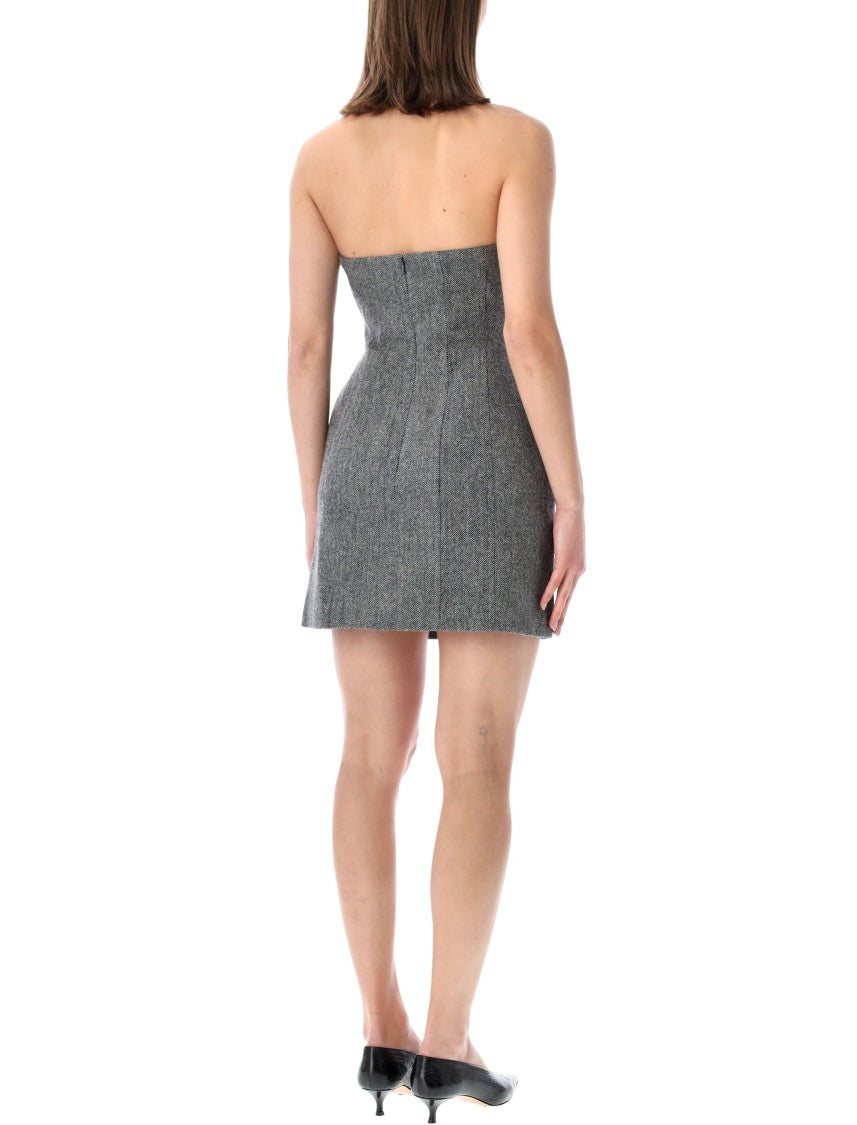 Self-Portrait Herringbone Off Shoulder Structured Mini Dress