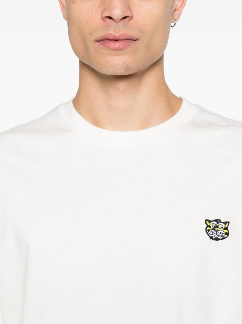 Kenzo Embroidered White Cotton T-Shirt With Relaxed Fit