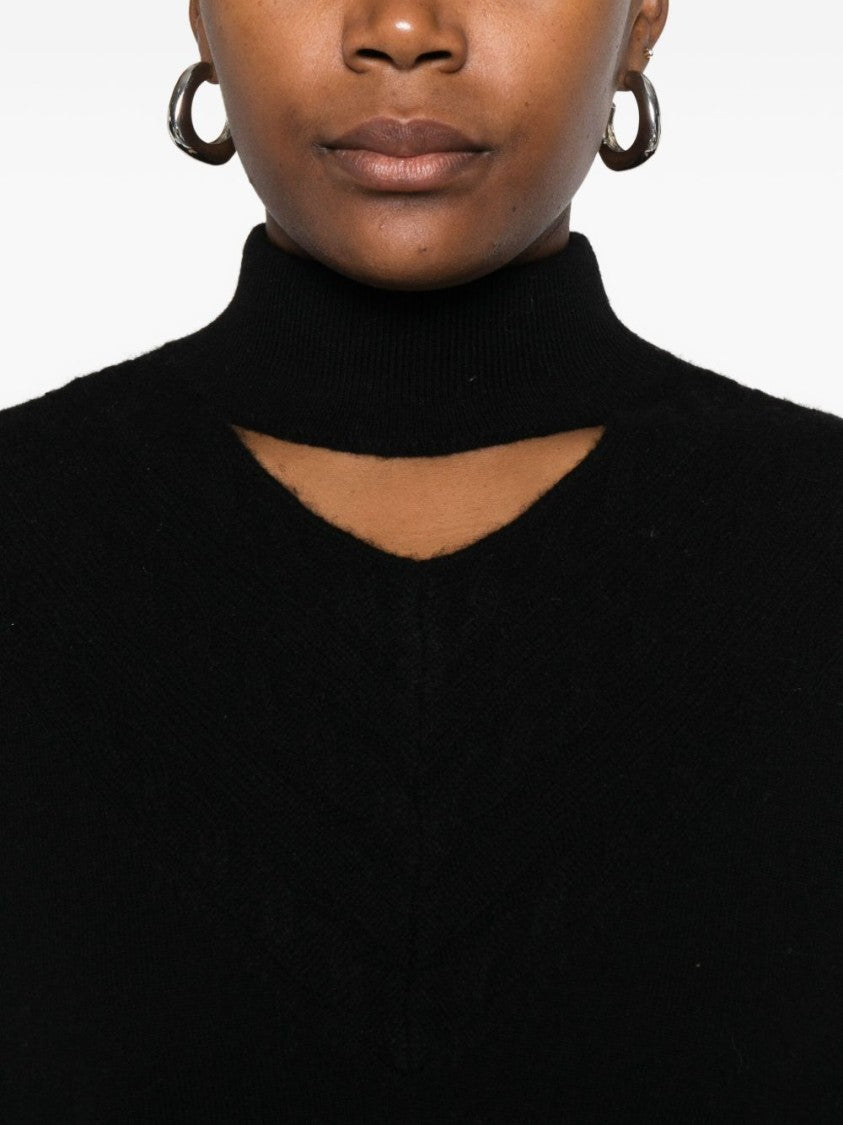 Blugirl High-Neck Black Sweater With Cutout Detail