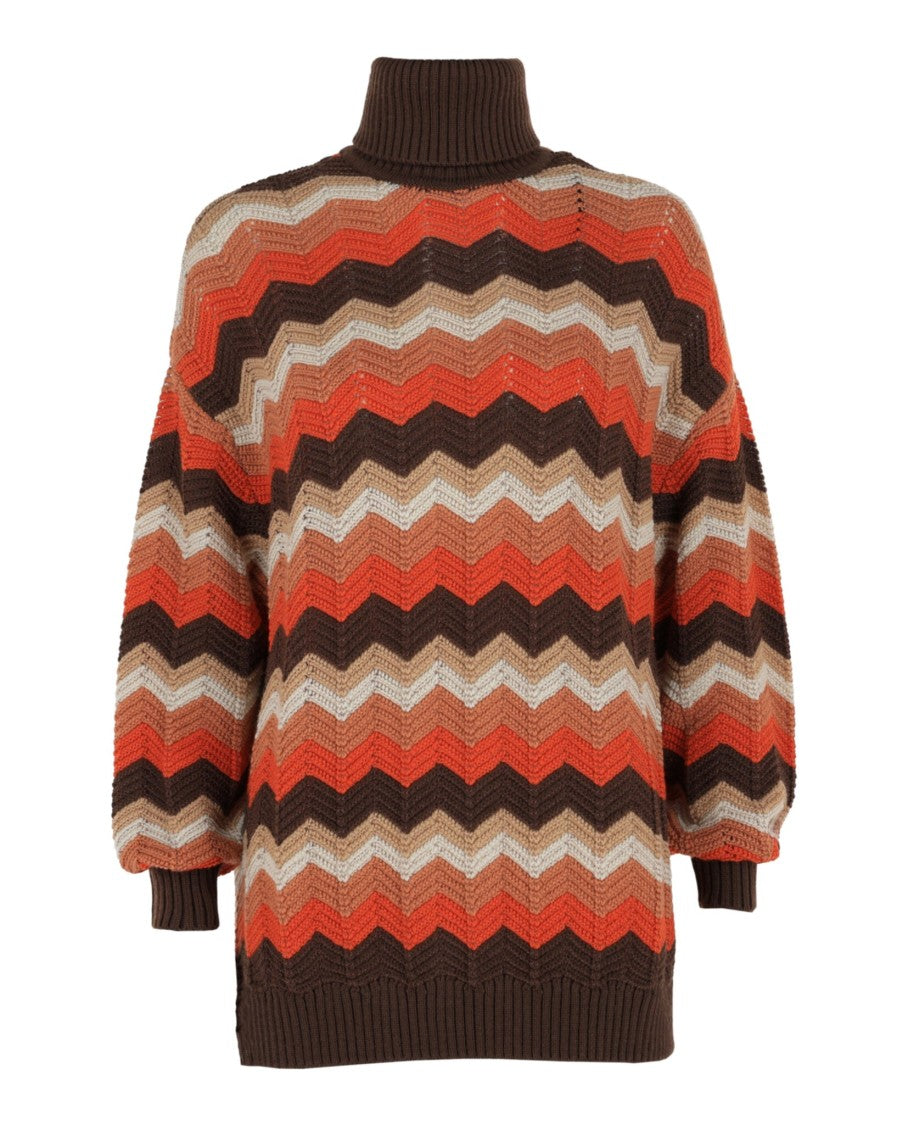 M Missoni Oversized Zigzag Turtleneck Sweater