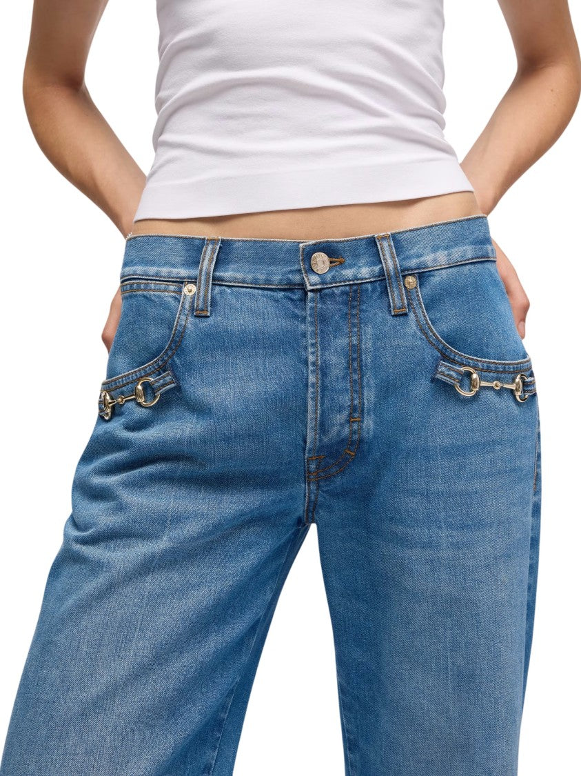 Gucci Blue Low-Rise Boot-Cut Denim Jeans