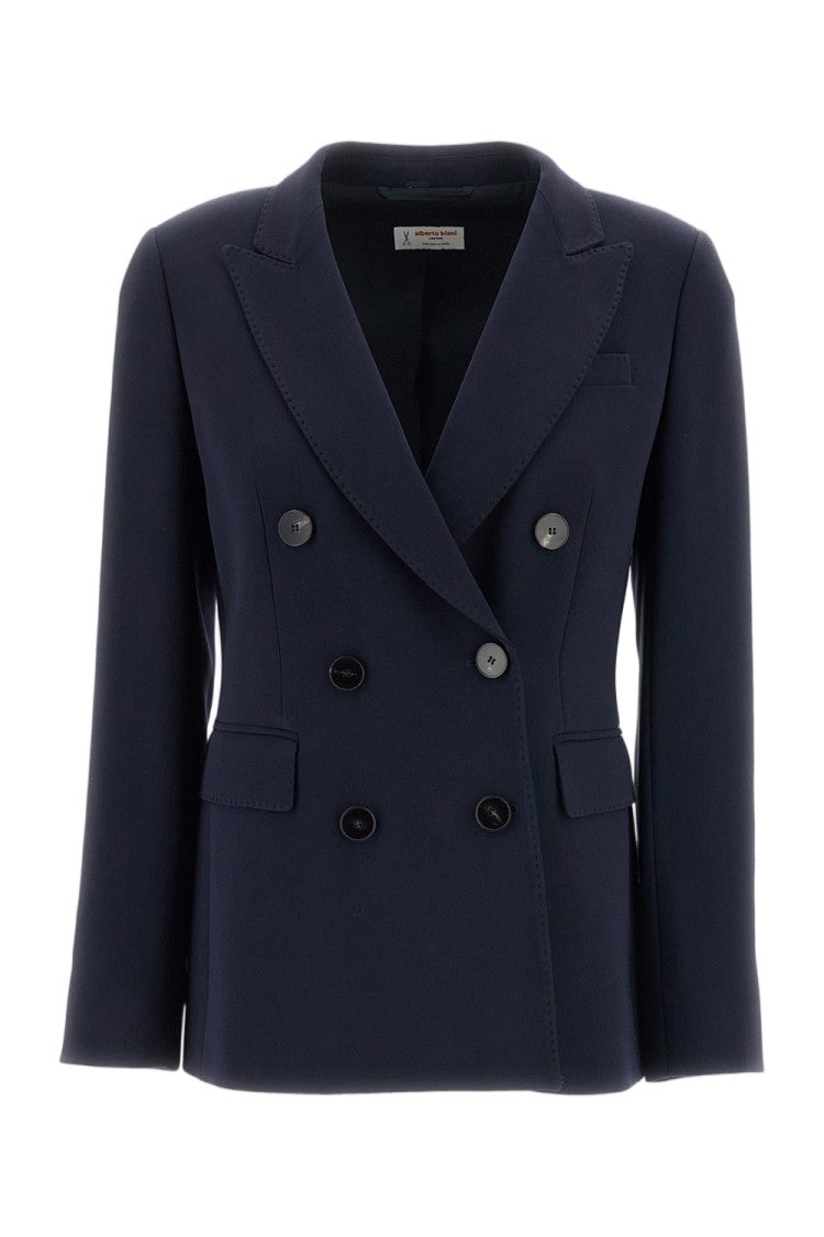 Alberto Biani Blue Structured Cady Double-Breasted Blazer