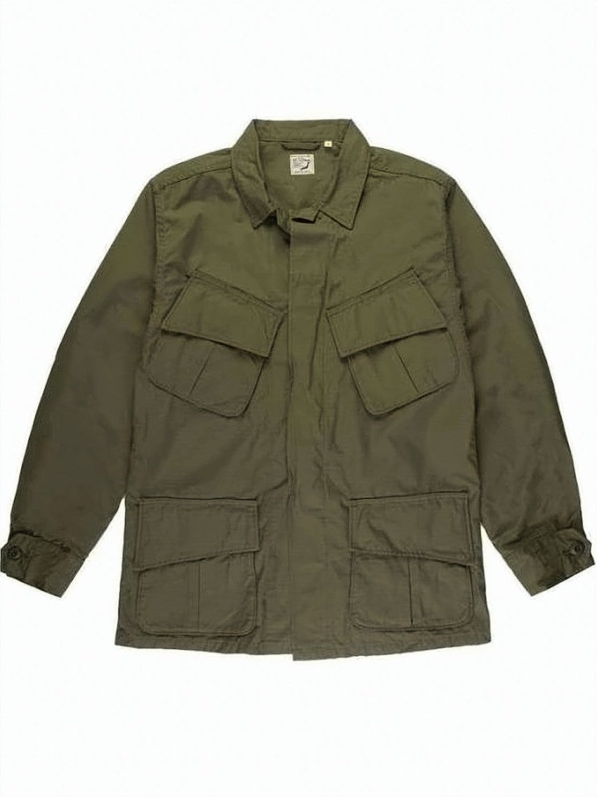 Orslow Utilitarian Green Cotton Jacket With Classic Collar