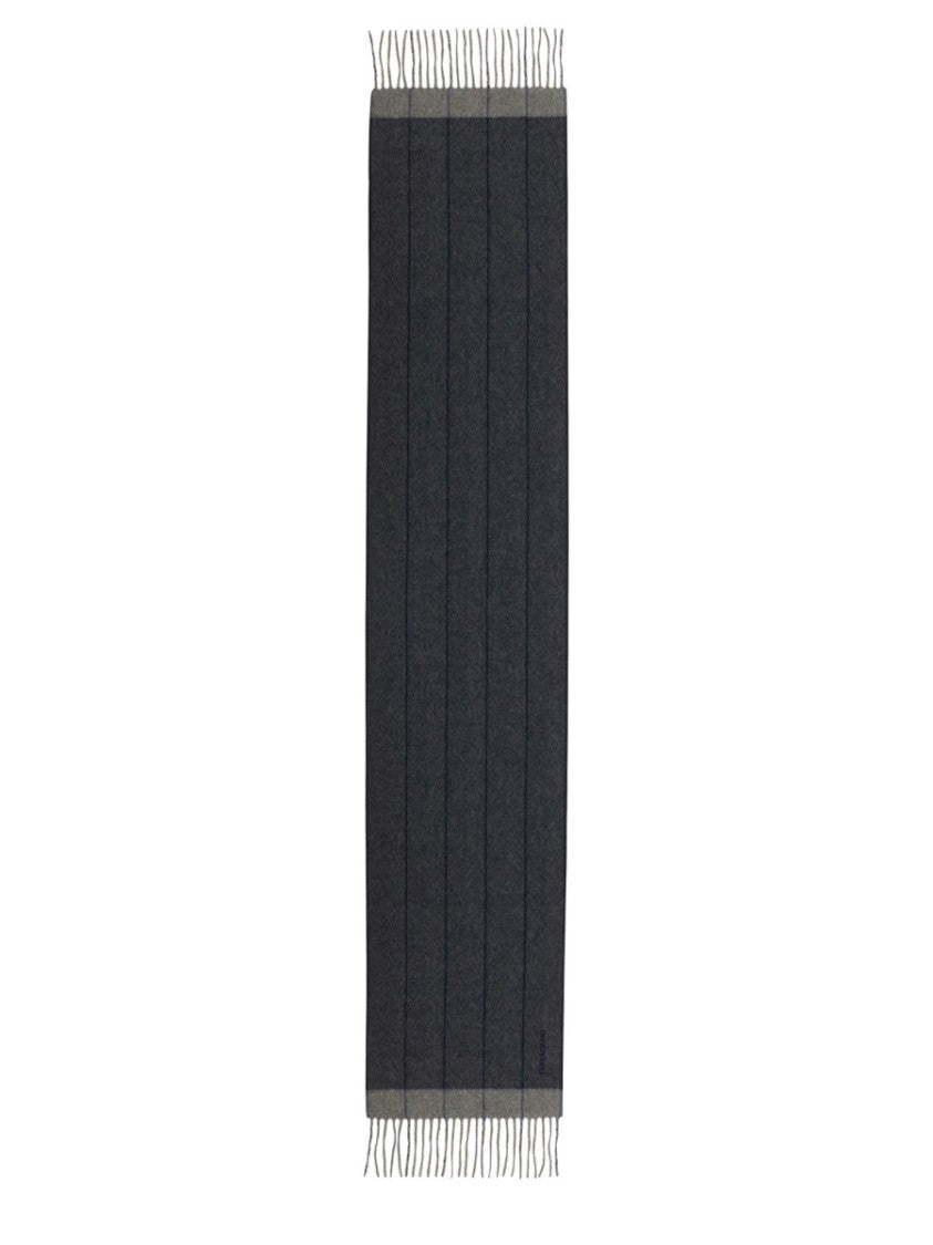 Ferragamo Cashmere-Wool Blend Scarf With Vertical Stripe Design