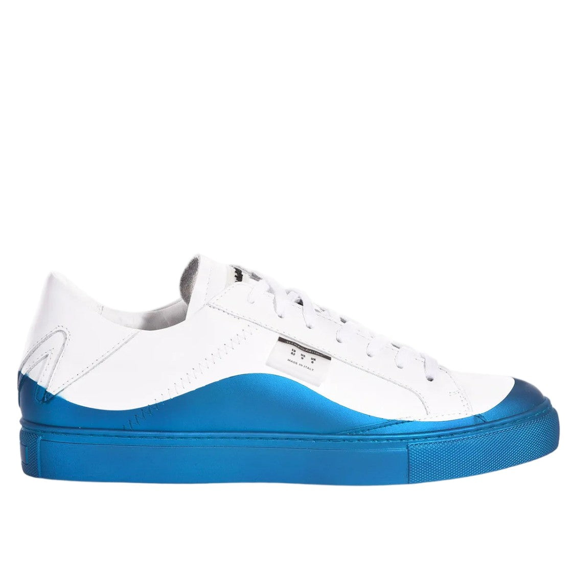Mimanera White Blue Handcrafted Satin Effect Sneakers
