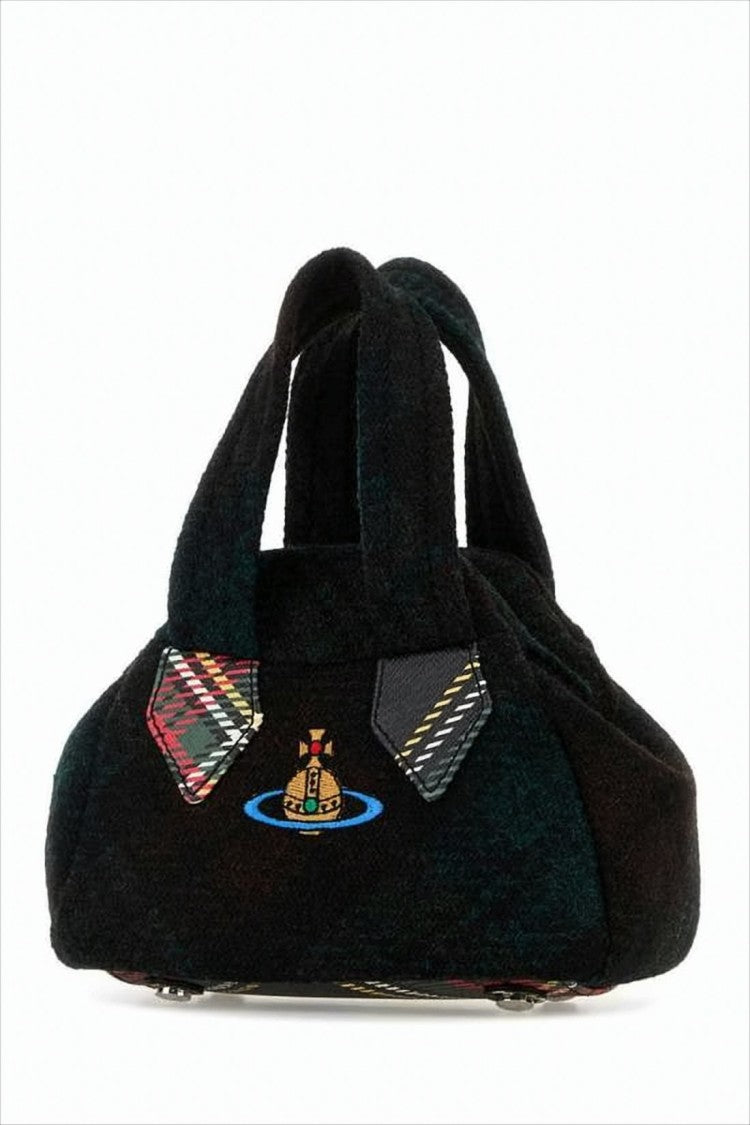 Vivienne Westwood Plush Wool Shoulder Bag With Embroidered Emblem