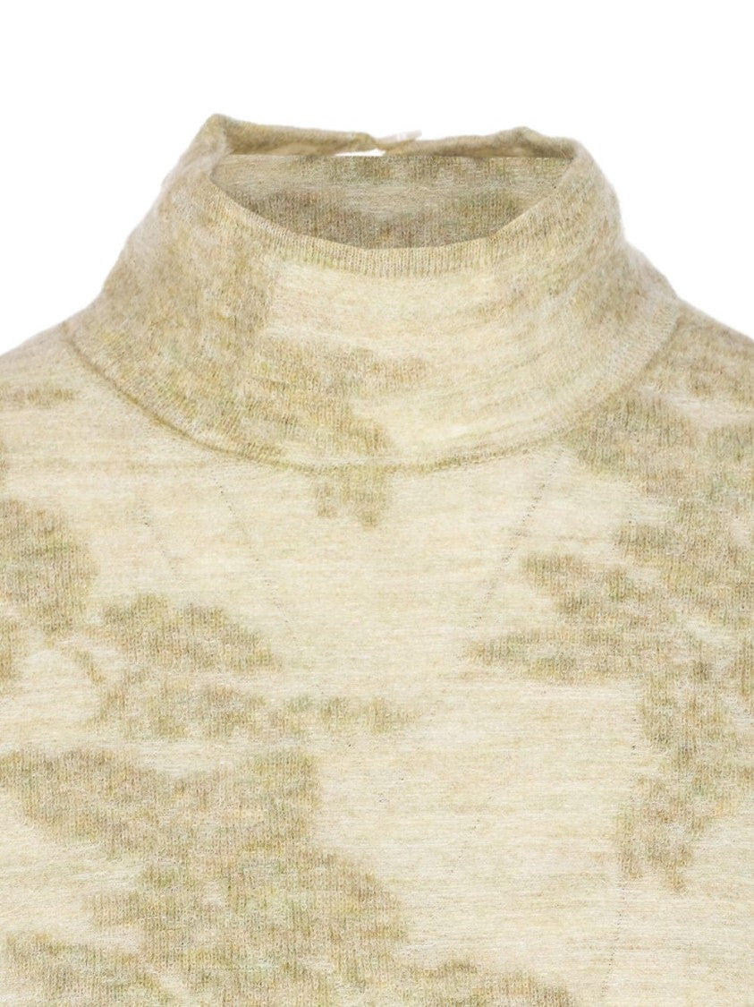 Ganni Textured Knit Sweater With Mock Neck