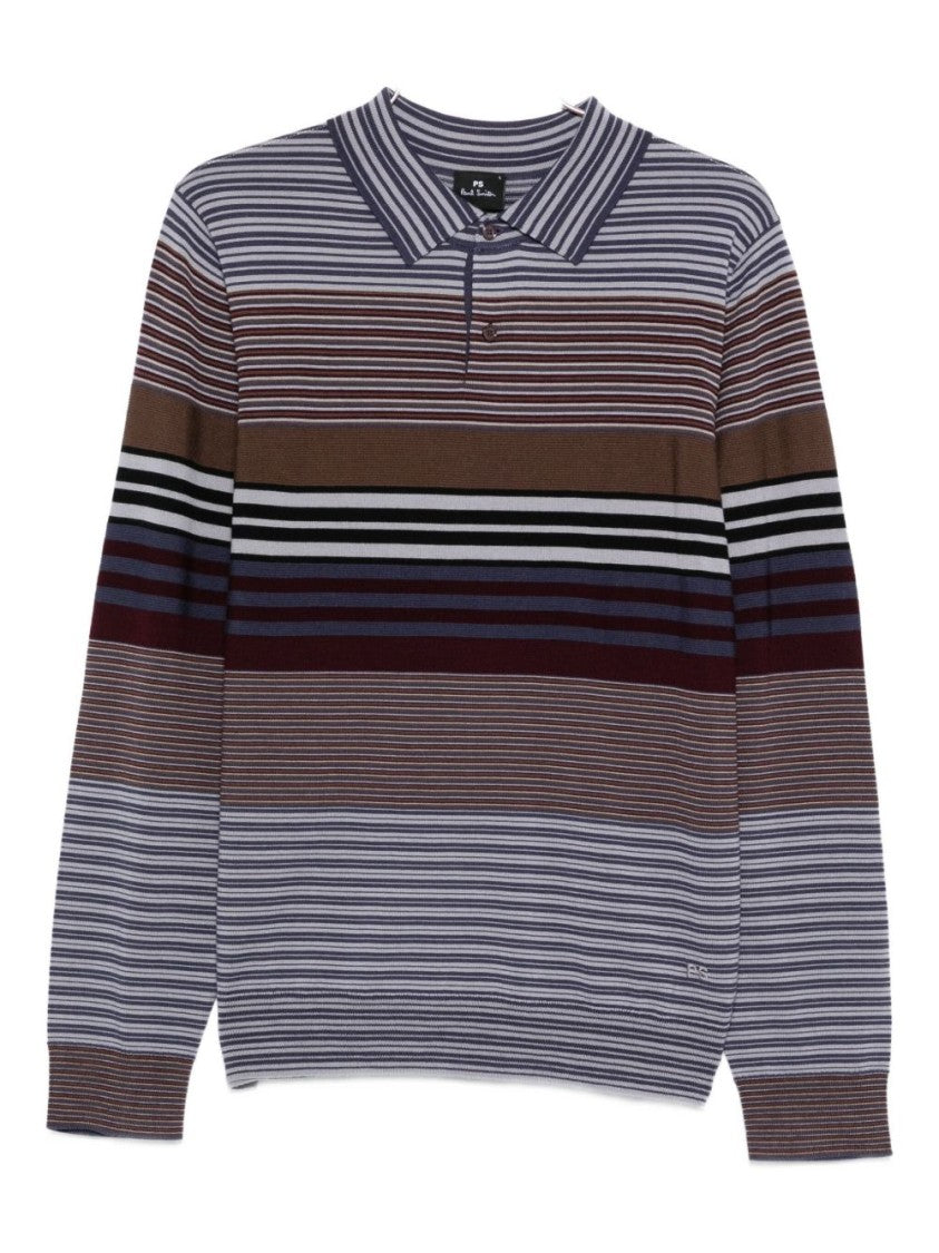 Paul Smith Long-Sleeve Polo Sweater In Viola