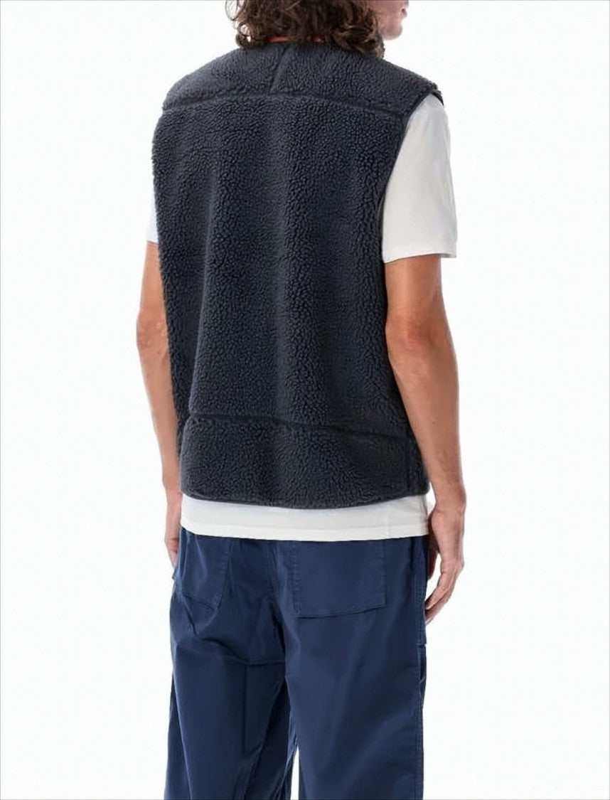 Patagonia Textured Fleece Vest With High Collar And Zipper Pockets