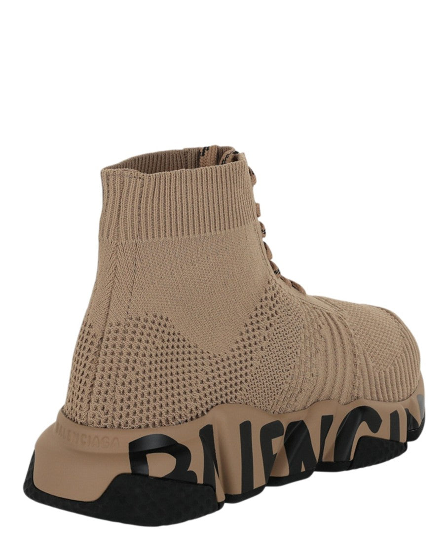 Balenciaga High-Top Graffiti-Laced Sneakers With Mesh Sock Design