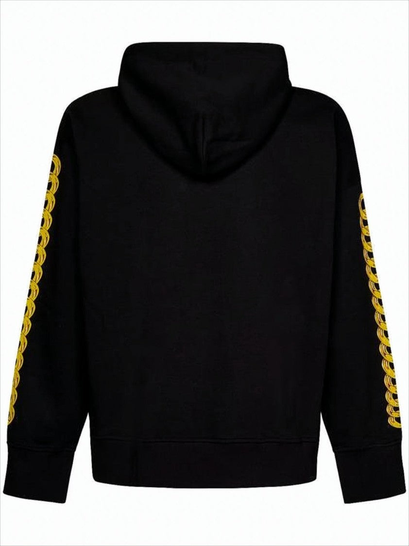Versace Bold Black Hoodie With Iconic Chain Motif