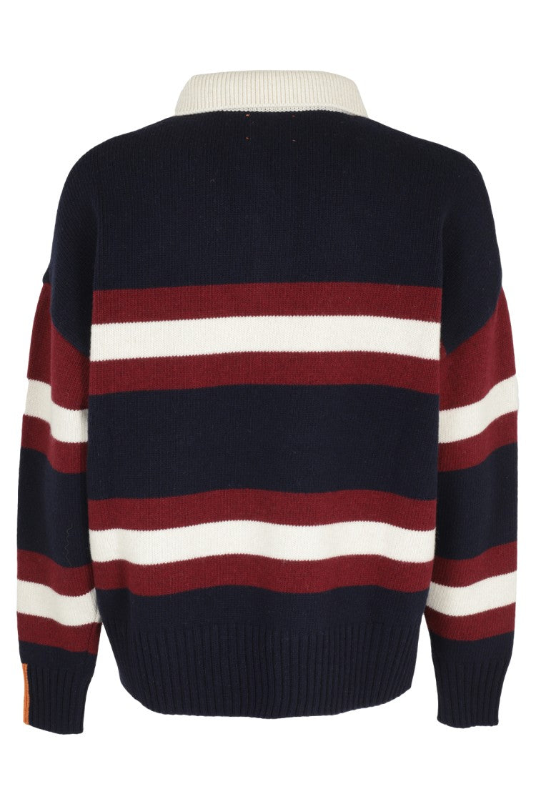 Right For Navy And Burgundy Striped Long-Sleeve Polo Shirt