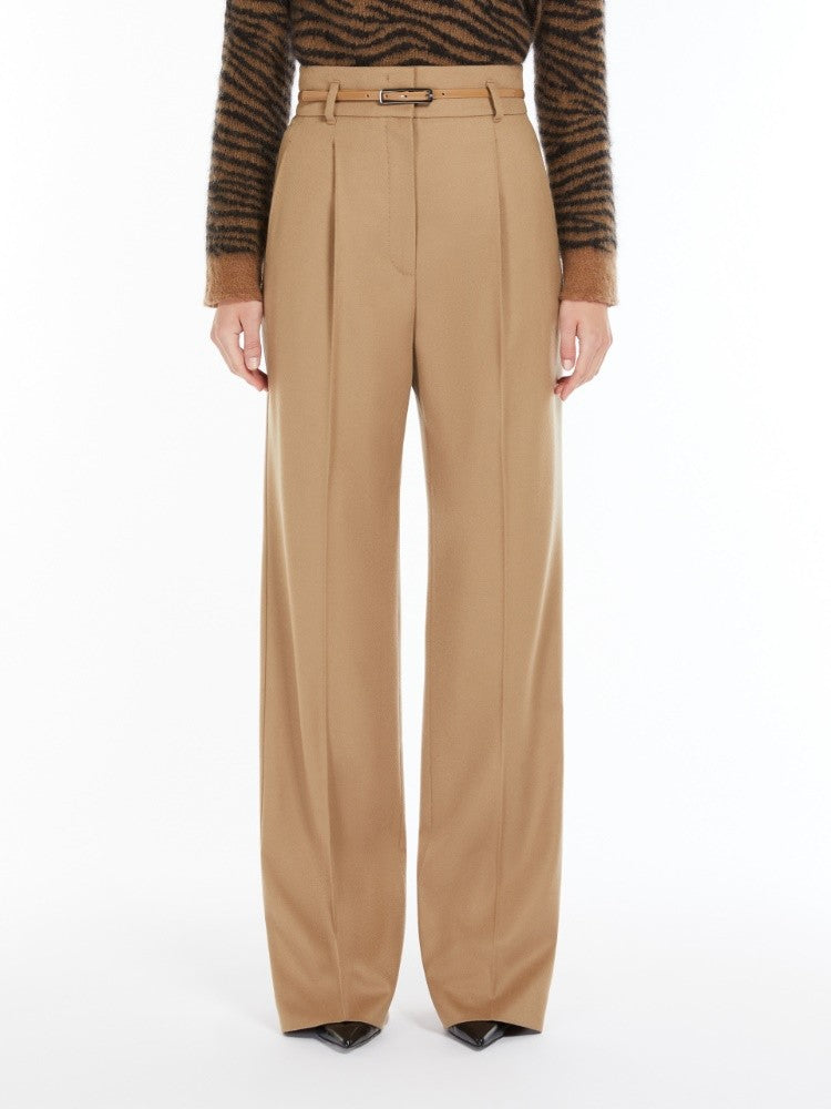 Max Mara High-Waisted Wool Crêpe Trousers With Front Pleats