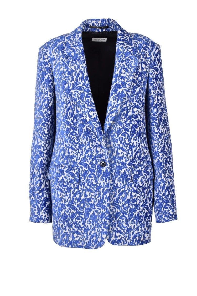 Dries Van Noten White/Blue Velvet Jacket's