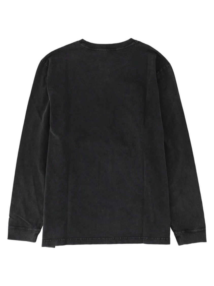 Maison Kitsuné Long-Sleeve Embroidered Black Cotton T-Shirt
