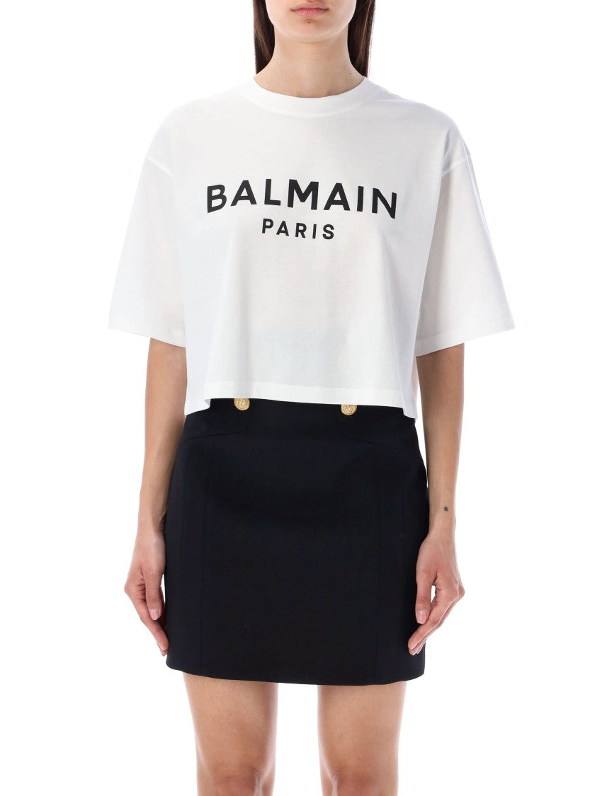 Balmain Cropped Logo Tee