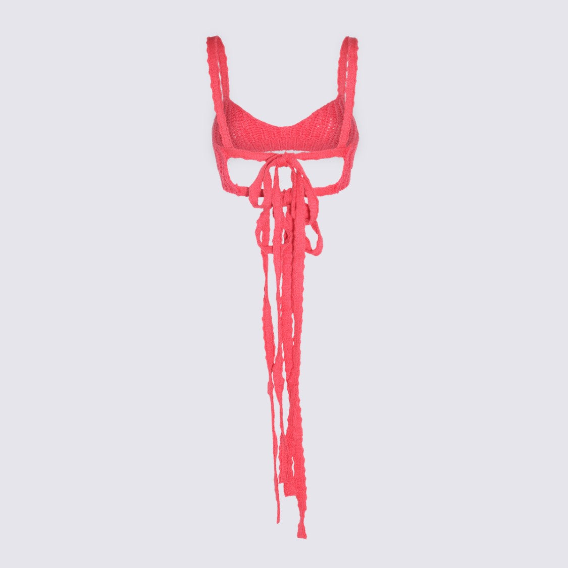 Alanui Pink Crochet Top With Braided Ties
