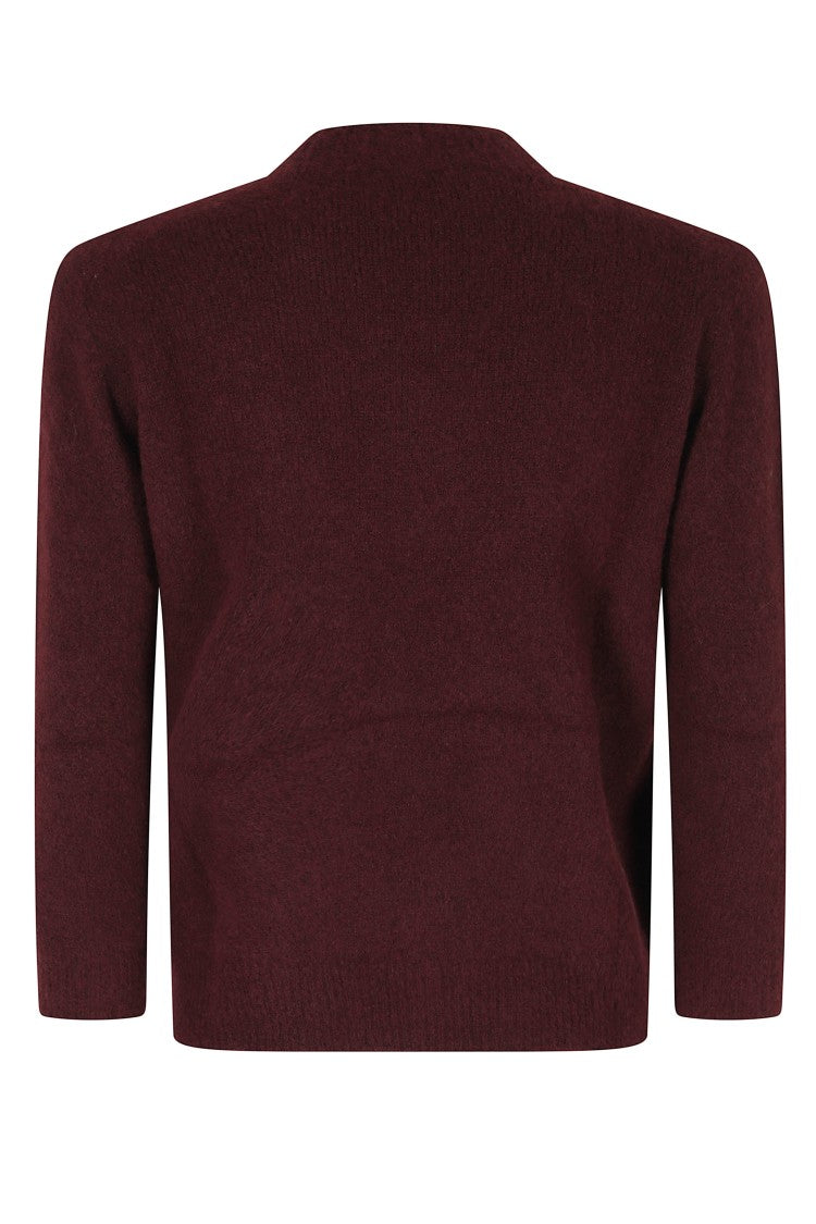 Roberto Collina Burgundy Three-Quarter Sleeve Cashmere-Blend Turtleneck