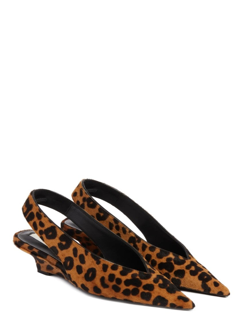 Totême Leopard Print Wedge Calf Leather Pumps