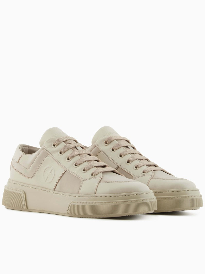 Giorgio Armani Minimalist Smooth Leather Ga Logo Sneakers