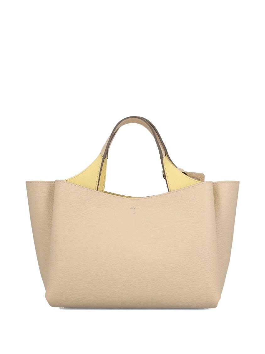 Tod's Beige Structured Leather Handbag