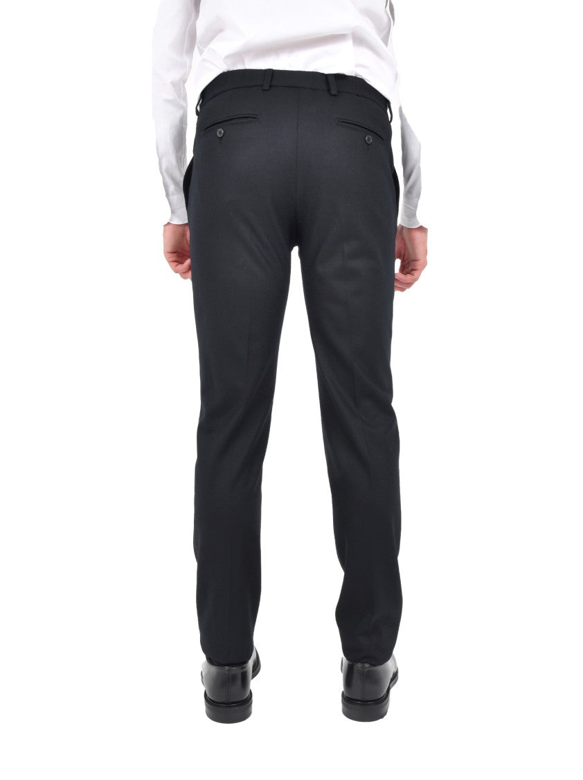 Emporio Armani Tailored Slim-Fit Trousers In Black Techno Wool