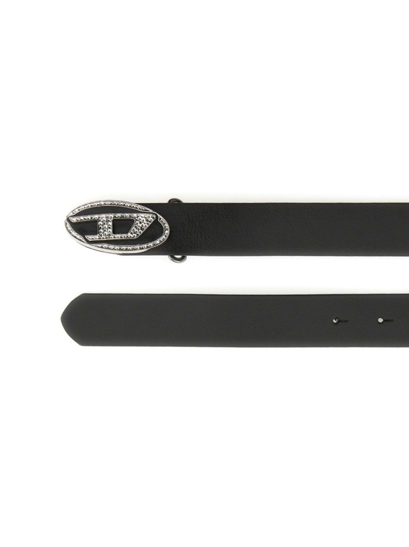 Diesel Black Belt With Logo Buckle