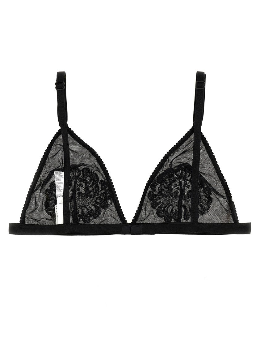 Dolce & Gabbana Sheer Tulle Bra With Floral Lace