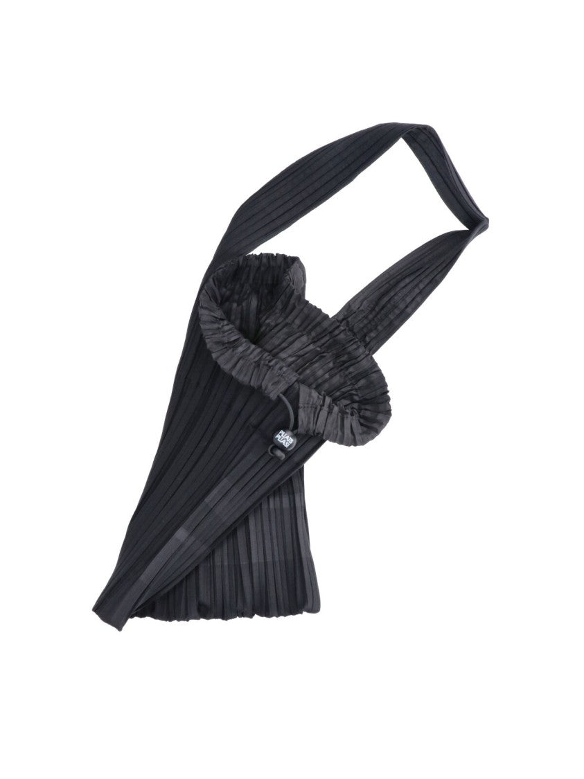 Pleats Please Issey Miyake Black Pleats Please Fabric Pleated Shoulder Bag