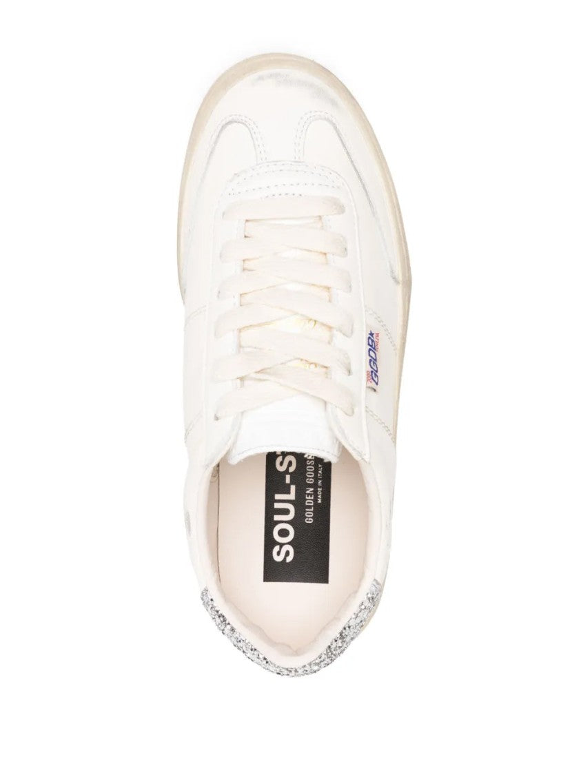 Golden Goose White Soul-Star Glittery Heel Leather Sneakers