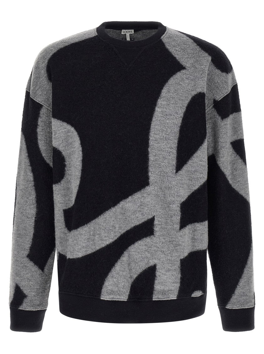 Loewe Medium-Weight Bouclé Wool Sweater With Oversized Jacquard Design