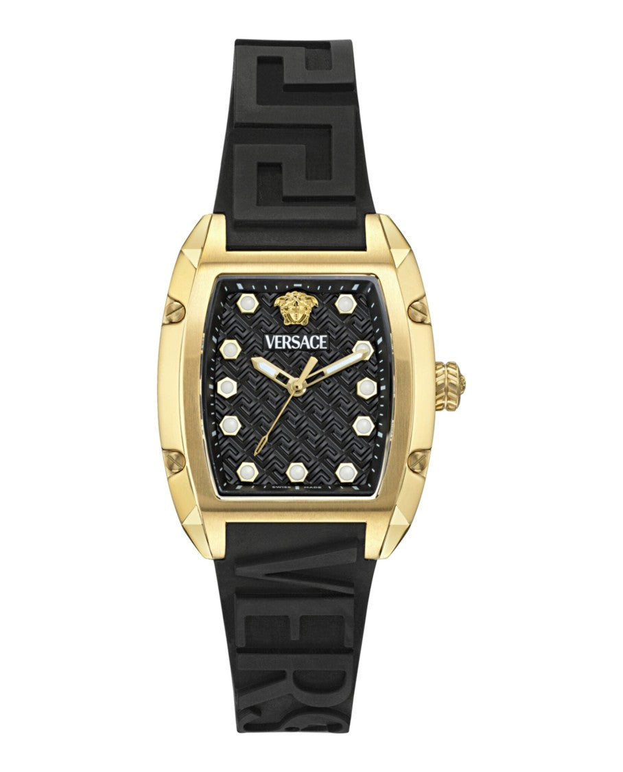Versace Ip Yellow Gold And Black Silicone Versace Watch
