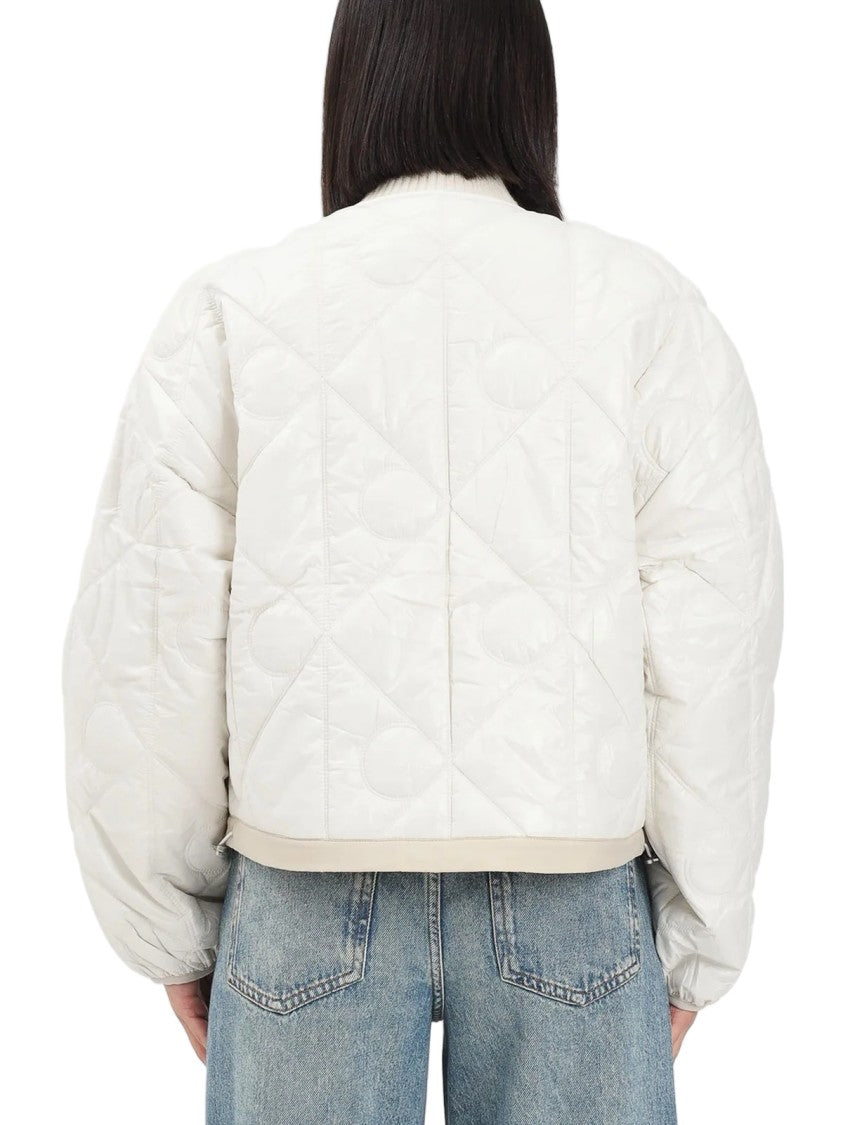 Calvin Klein Boxy Cropped Padded Coat With Zip Closure And Diamond Stitching