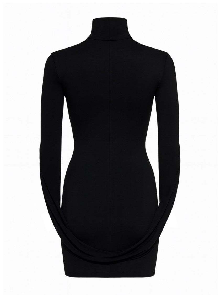 Alexander Wang Mini Draped Turtleneck Long Sleeve Dress