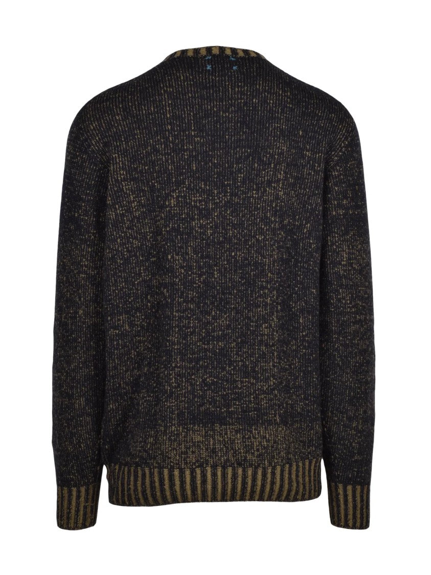 Bob Dark Tones Virgin Wool Textured Crewneck Sweater