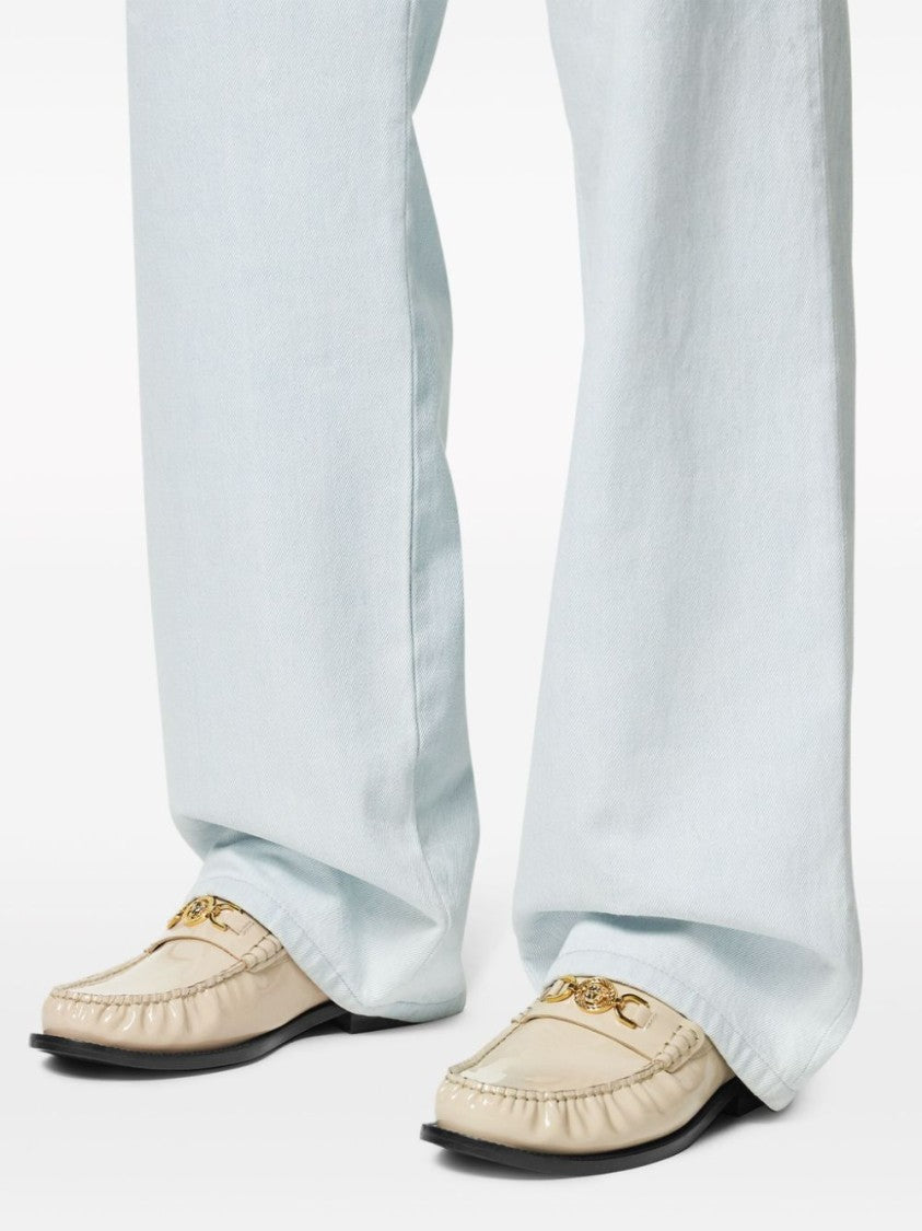 Versace Light Beige Patent Leather Slip-On Shoes