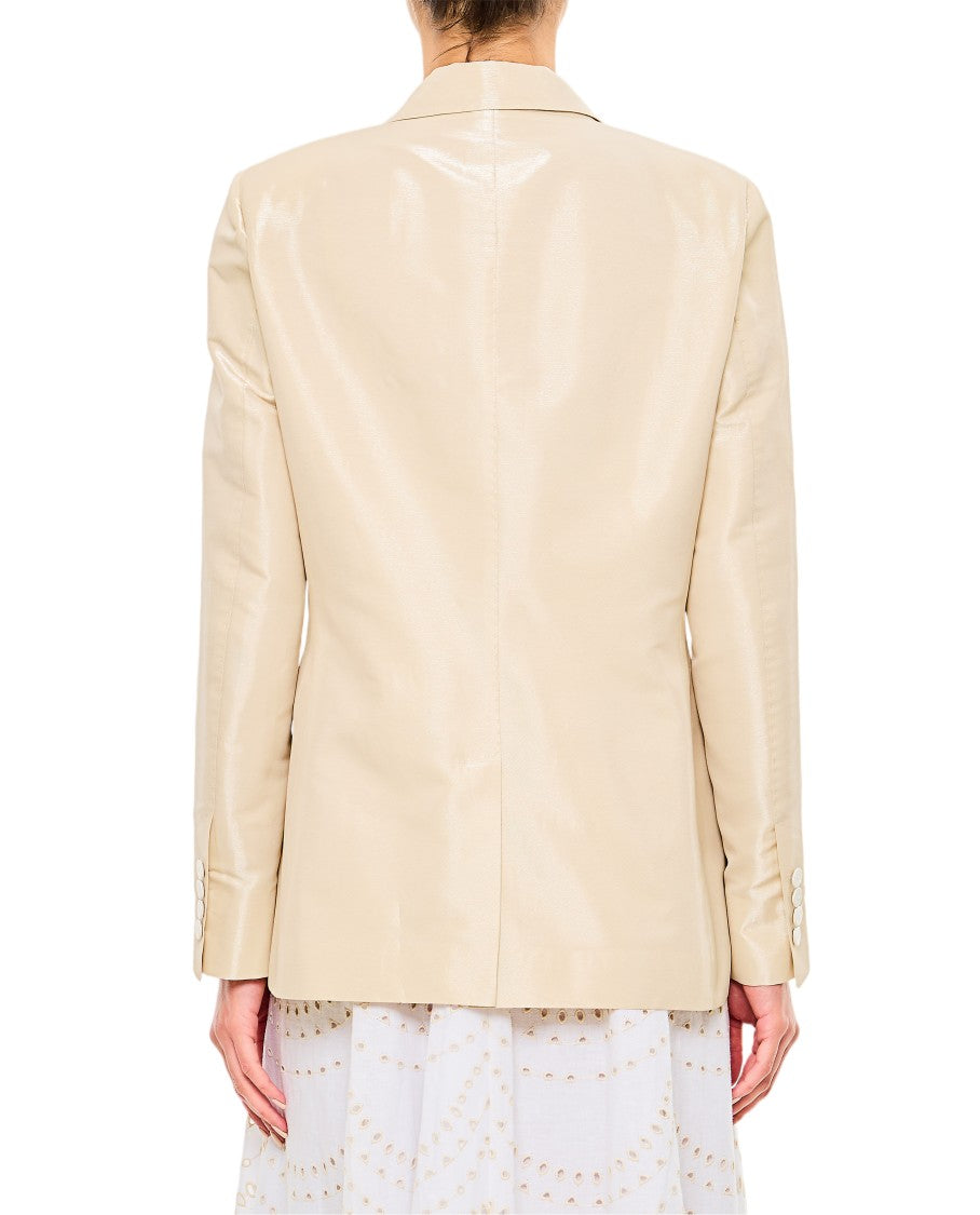 Alberto Biani Tailored Double-Breasted Jacket With Shiny Beige Finish