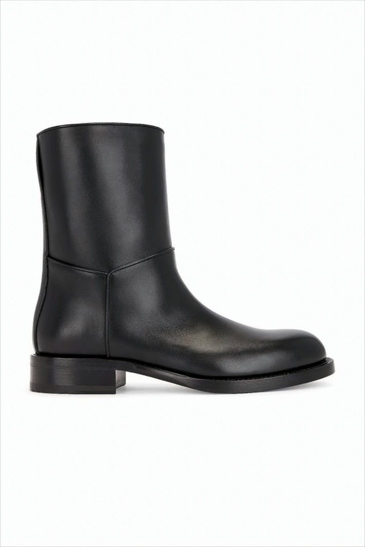 The Row Minimalist Black Calf Leather Ankle Boots