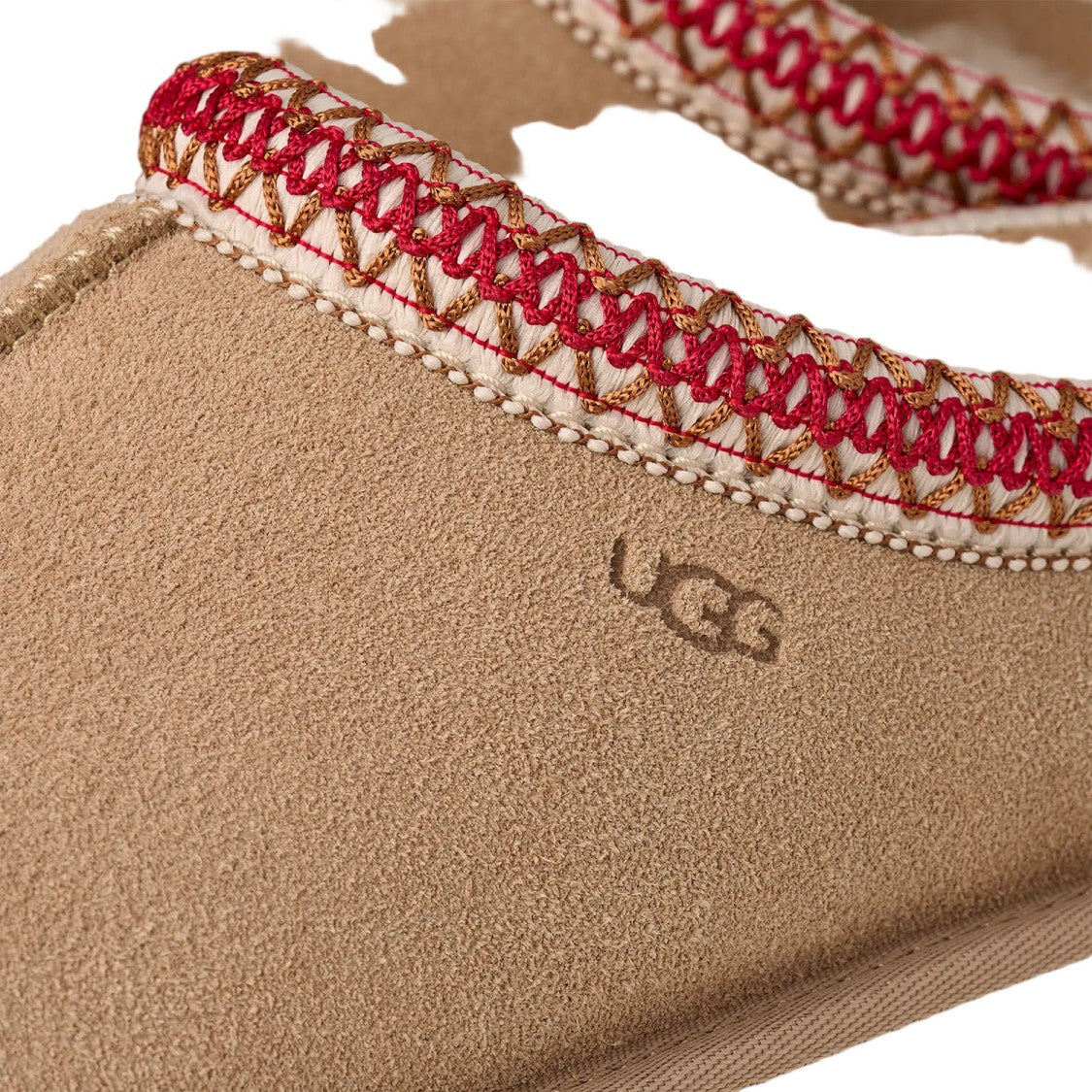 Ugg Beige/Red Suede Mules