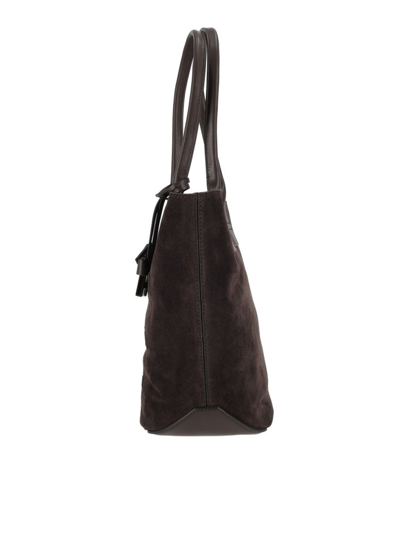 Hogan Calfskin Suede Medium Address Embossed Tote Bag
