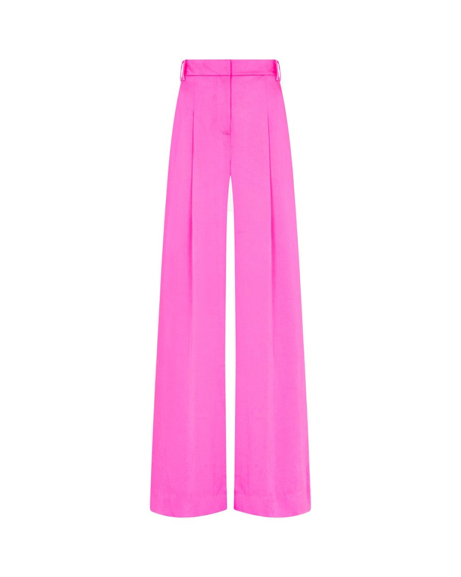 Serena Bute Crinkled Satin Wide-Leg Trousers