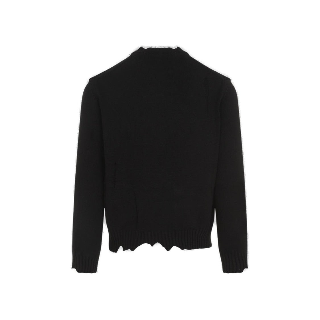 Alexander Mcqueen Classic Black Cotton Sweater With Ribbed Details