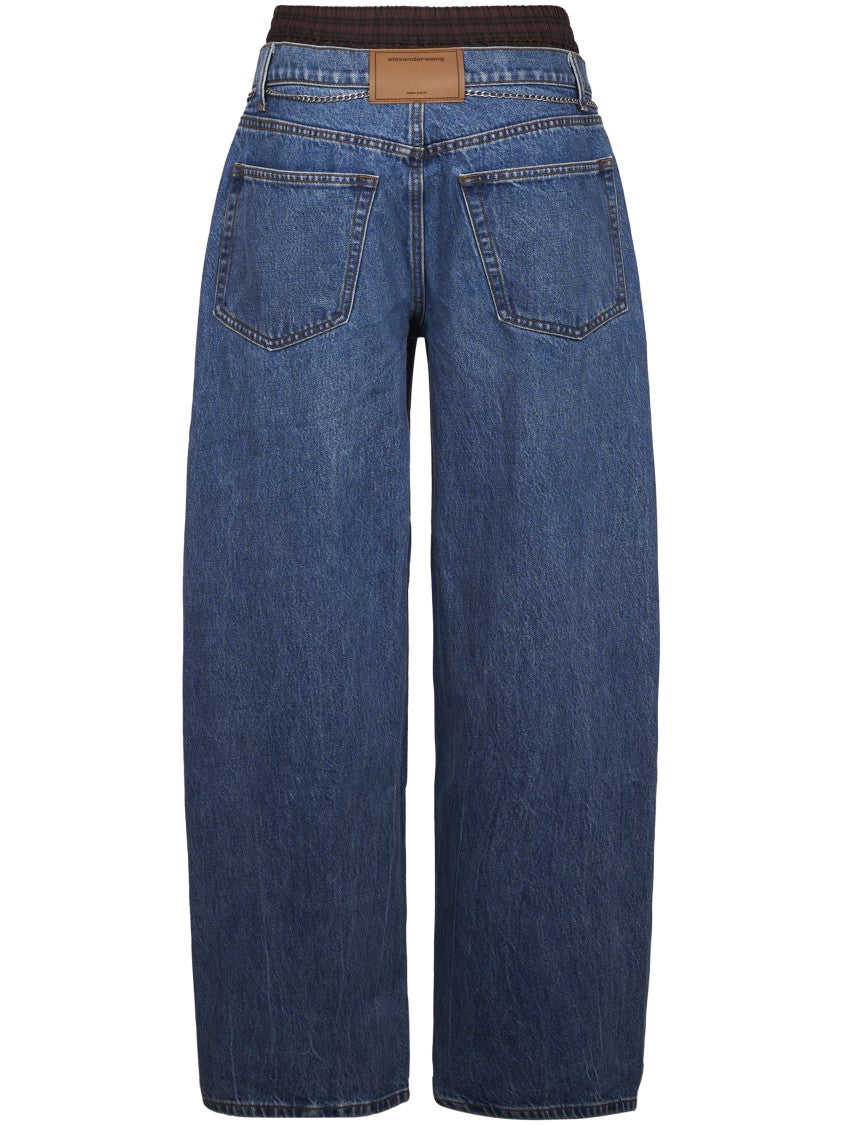 Alexander Wang Oversized Pleated Jeans With Chain Belt