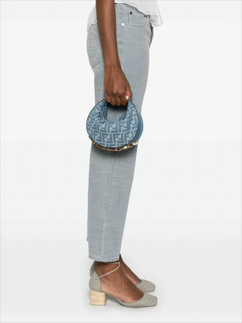 Fendi Crescent-Shaped Shoulder Bag With Geometric Jacquard Pattern