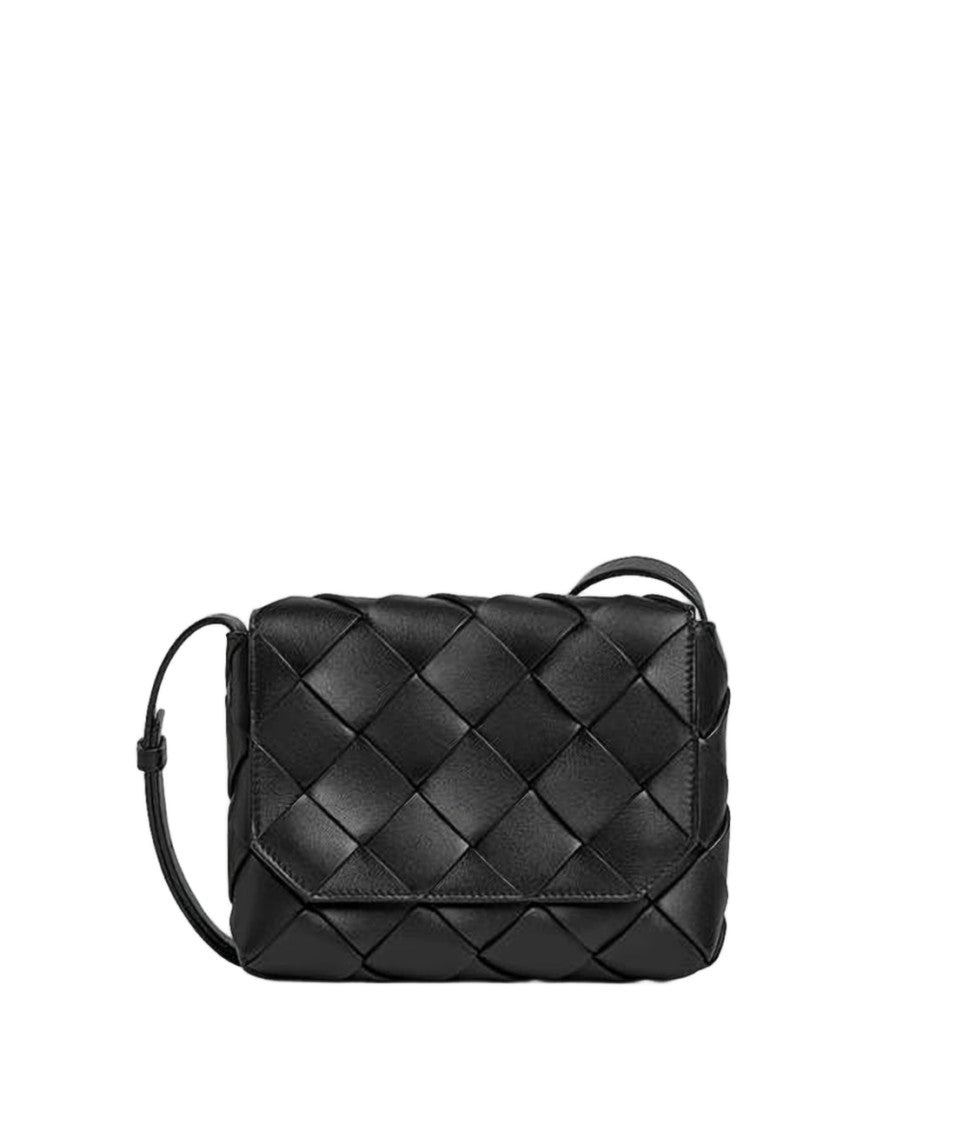 Bottega Veneta Compact Black Calf Leather Crossbody Bag