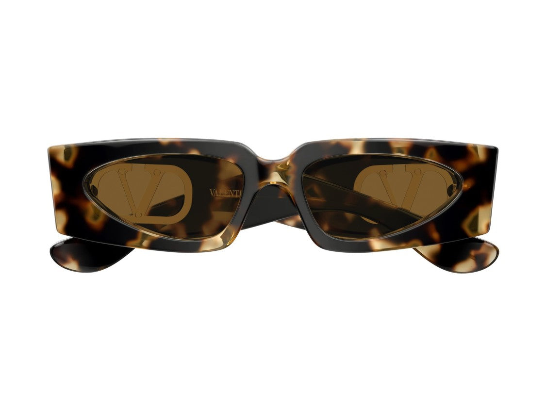 Valentino Gold Vg0001s Tortoiseshell Oversized Rectangular Sunglasses