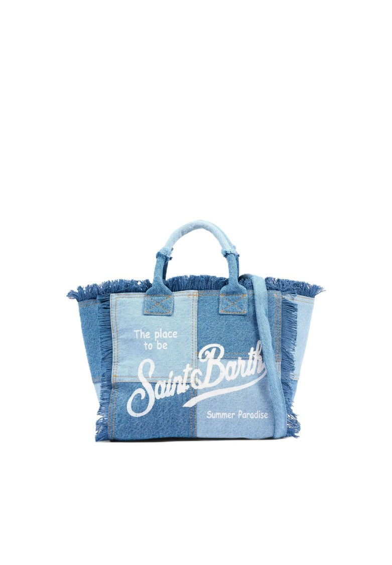 Mc2 Saint Barth Denim Blue Colette Cotton Handbag