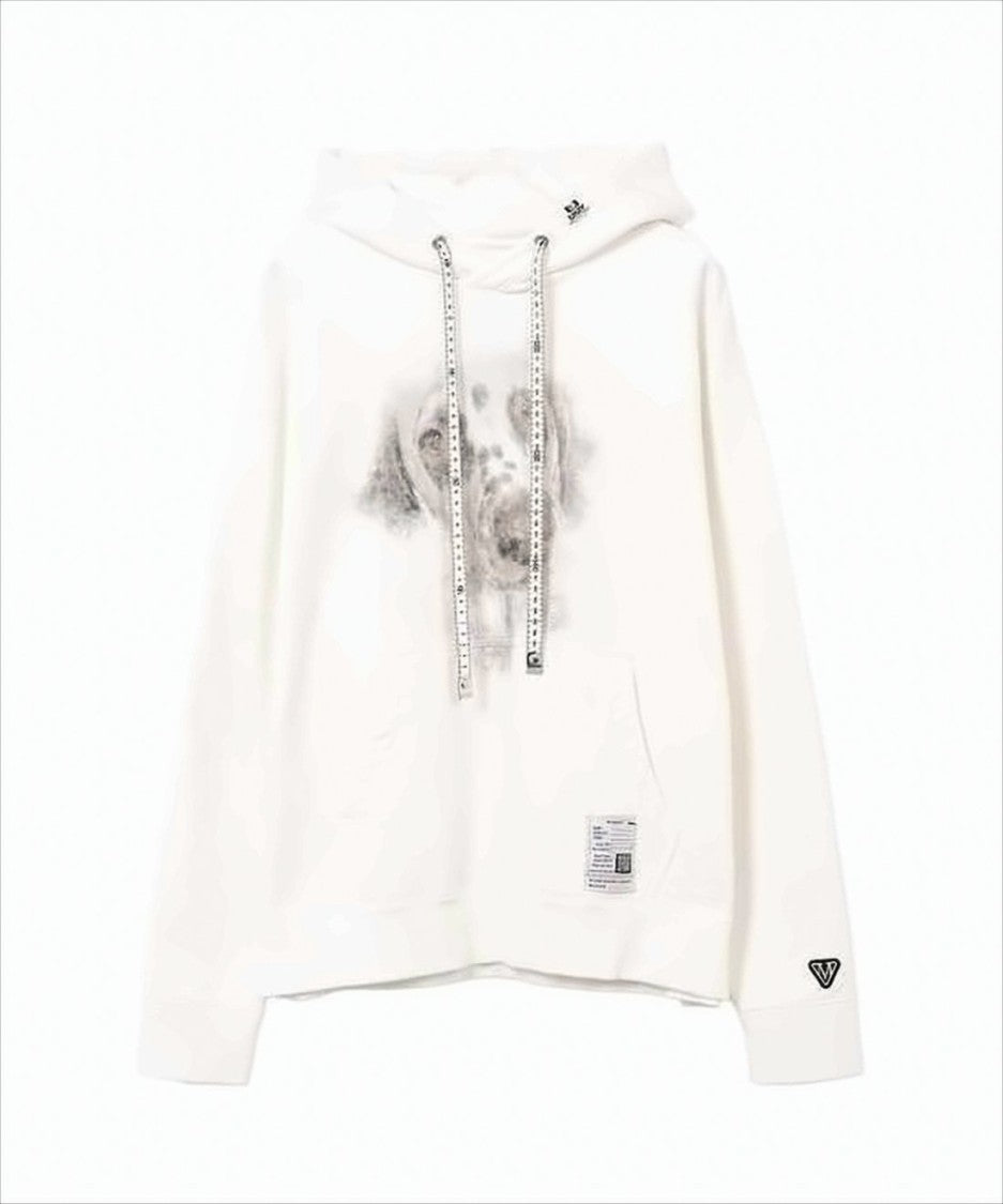 Maison Mihara Yasuhiro Subtle Graphic Cotton Hoodie With Kangaroo Pocket
