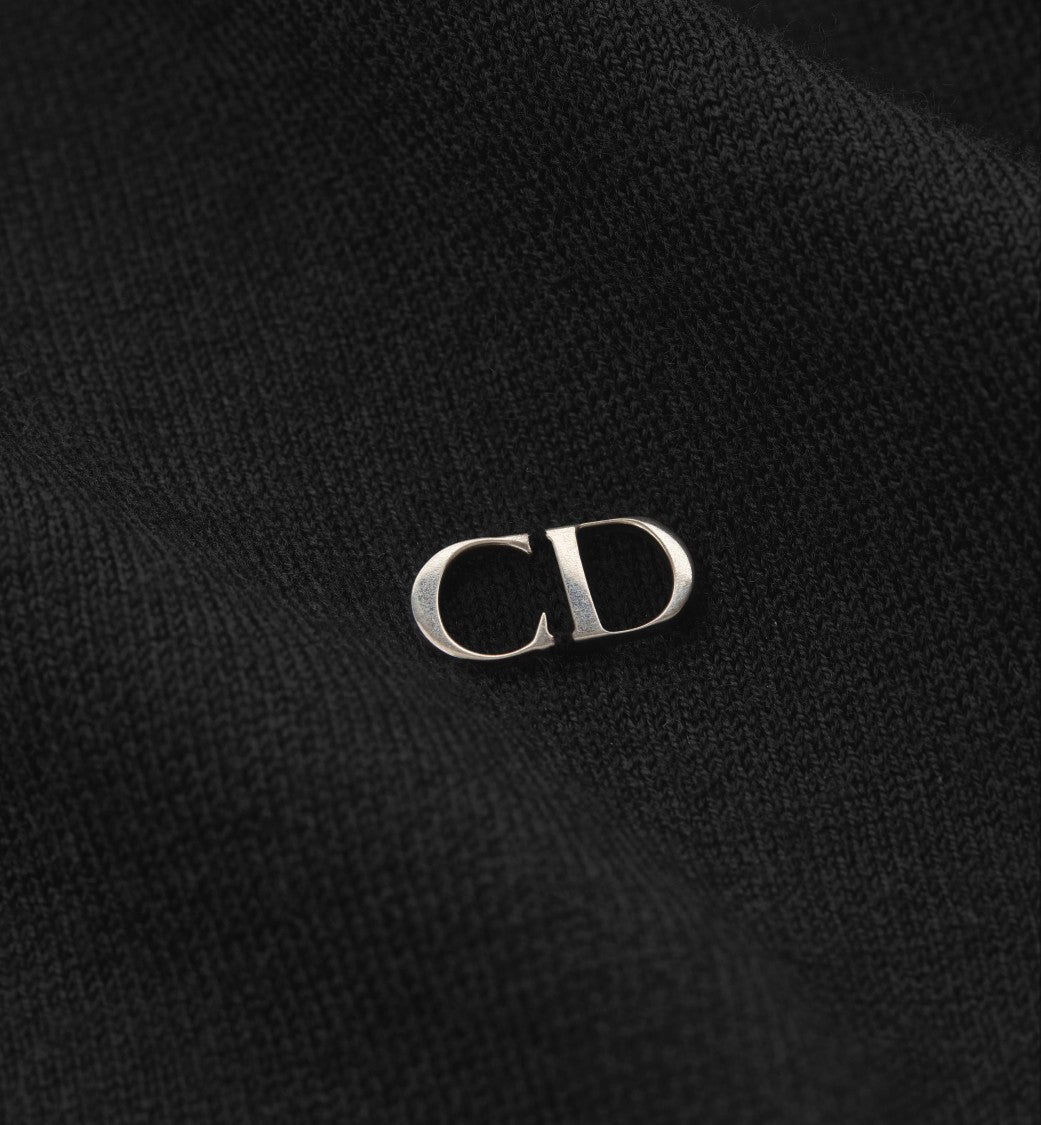 Christian Dior Knit Pullover With Deep V-Neckline And Lace Trim